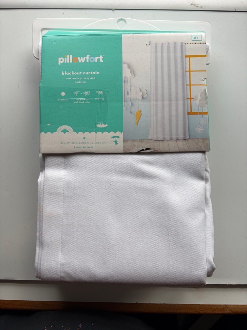 Pillowfort White Blackout Tapestry Panel - Solid Light-Blocking Fabric